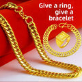 Sand Gold Plated Necklace Bracelet Ring Set