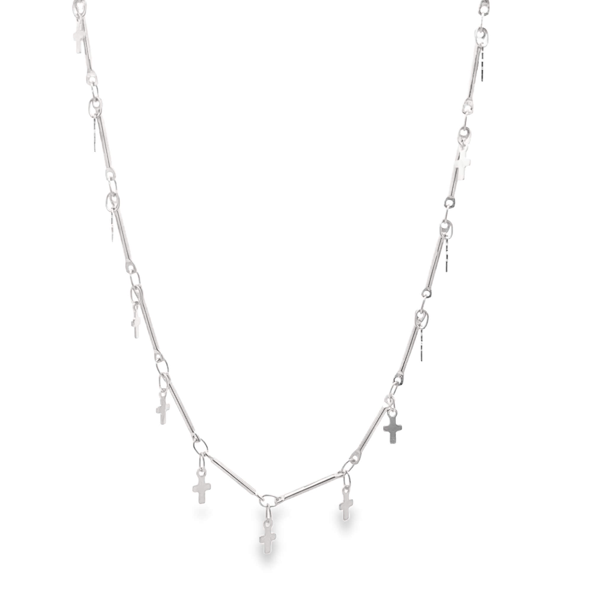 Bar Link Tiny Dangle Cross Charm Bracelet