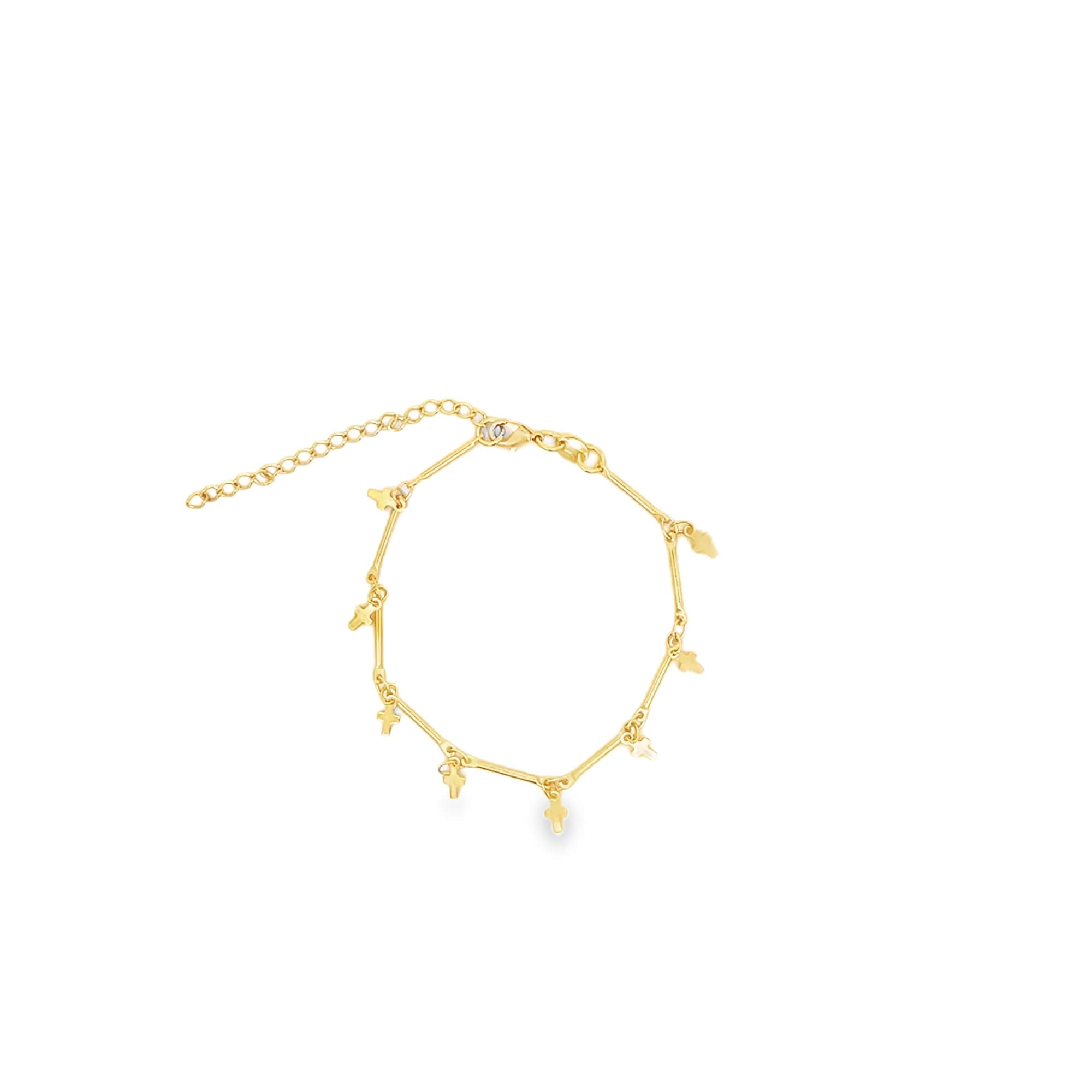 Bar Link Tiny Dangle Cross Charm Bracelet