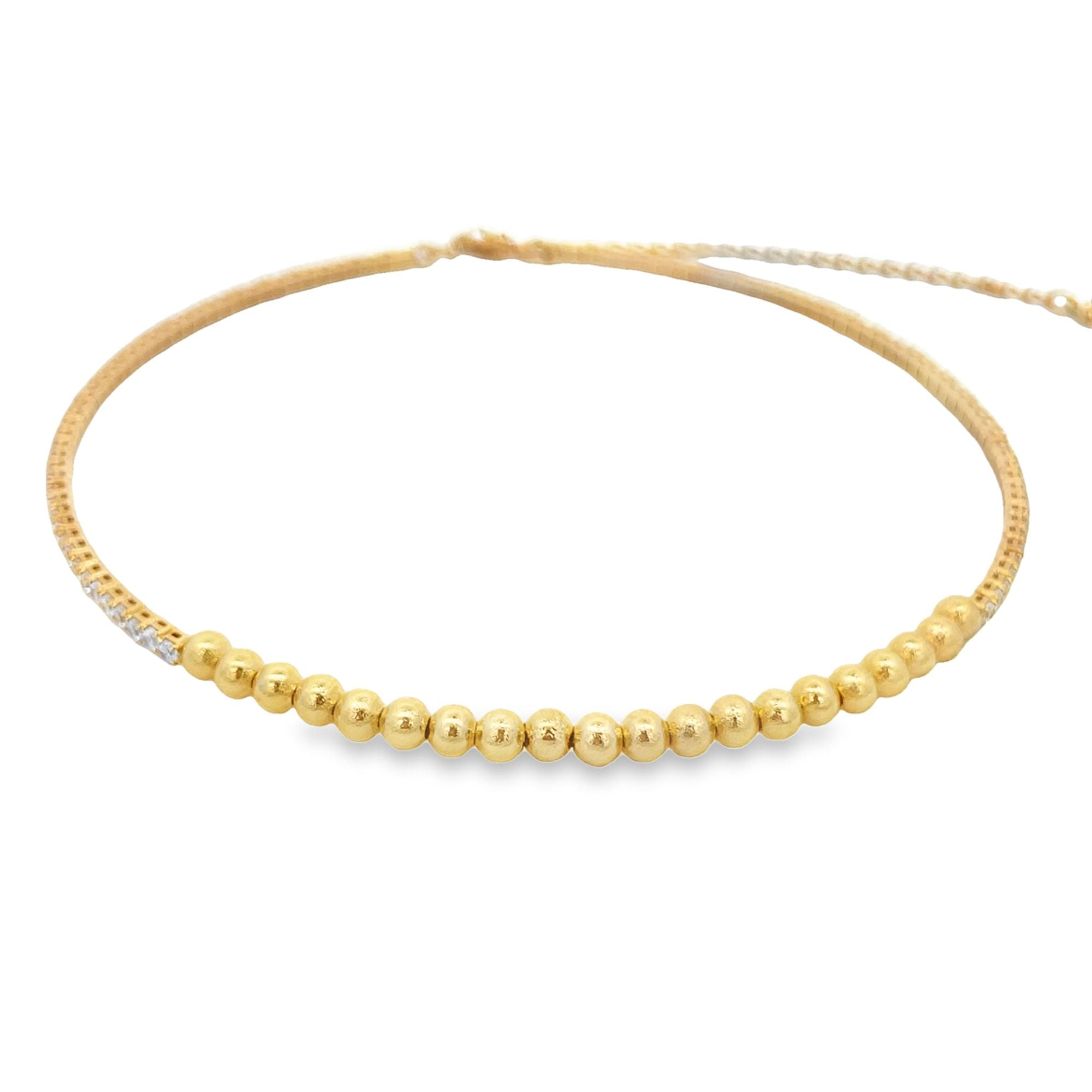 Perlenhalsband mit runden Zirkonia-Steinen